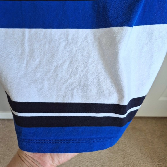 Tommy Hilfiger white blue black stripe dress with faux leather belt womens XS - Picture 8 of 10